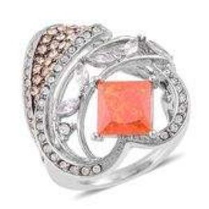 Sim Orange Diamond/Austrian Crystals Ring